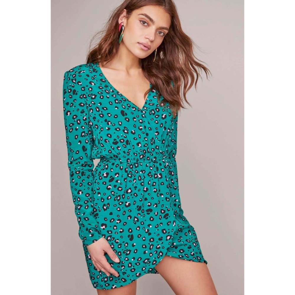 Astr the Label Green Leopard Print Dress NWT